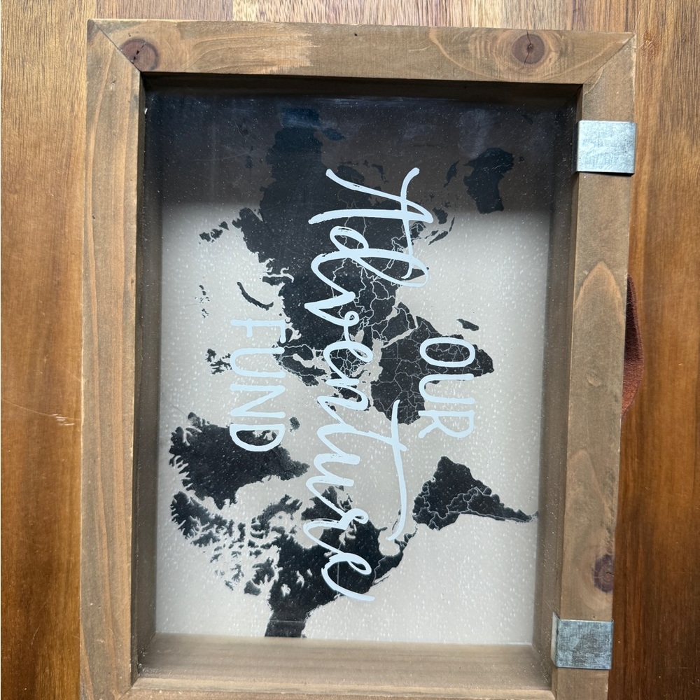 Rustic “Our Adventure Fund” Shadow Box – Travel / Savings Decor
